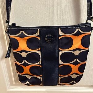Coach Navy and Orange Crossbody Bag